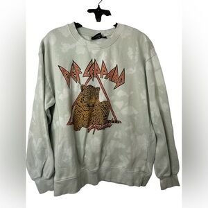 Def Leppard Mint Green Tie Dye Graphic Sweatshirt Large